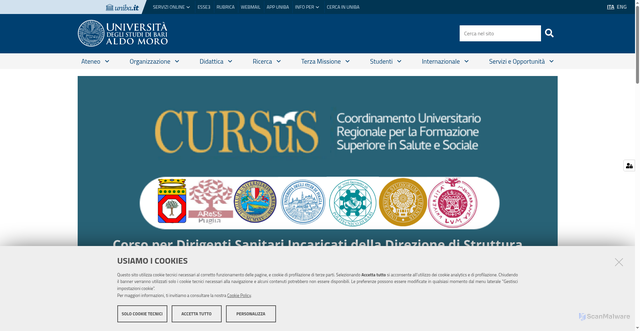 Security scan screenshot of https://www.uniba.it/it/