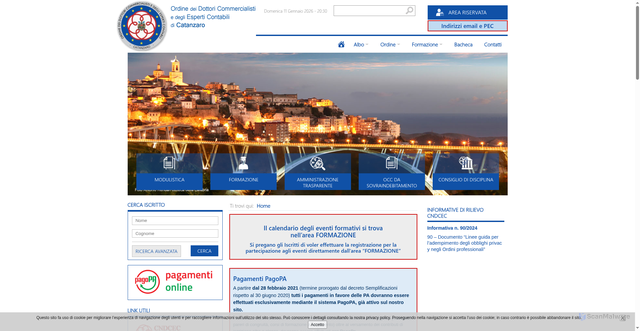Security scan screenshot of https://www.odceccatanzaro.it/