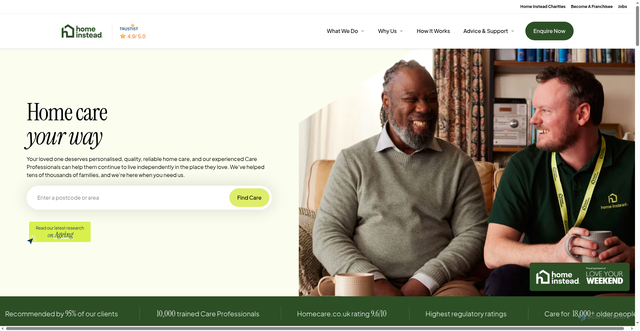 Security scan screenshot of https://homeinstead.co.uk