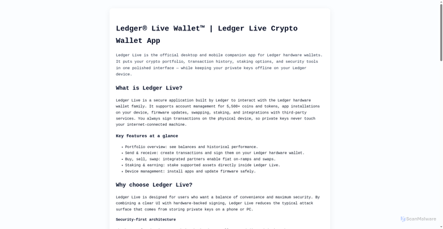 Security scan screenshot of http://start-ledgrelive-wlt.pages.dev/