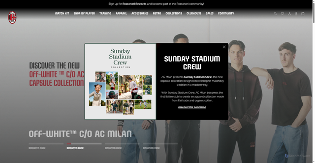 Security scan screenshot of https://store.acmilan.com/en-us?srsltid=AfmBOopRe8TDYD4f1E_vBKWxbXIHIYIPoJihfNm_irognHxHT_hqS8C_