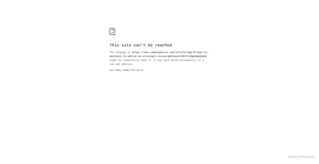 Security scan screenshot of https://www.campaignasia.com/article/wpp-brings-in-mckinsey-to-advise-on-strategic-review/q0e1ngxlc88l7v18gw0qbyhohx