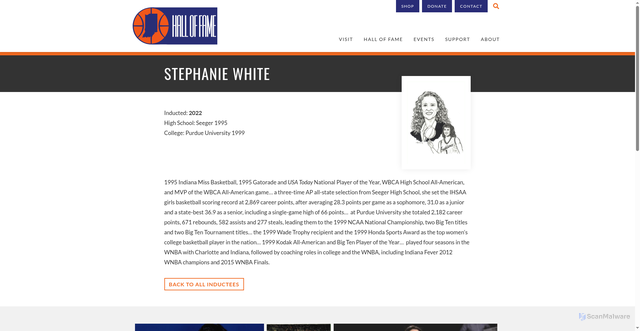 Security scan screenshot of https://hoopshall.com/inductees/stephanie-white/