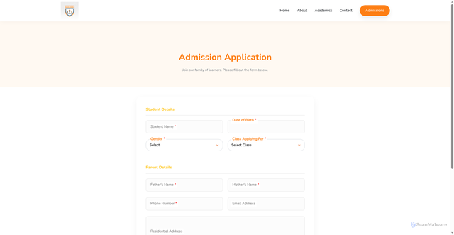 Security scan screenshot of https://sreevaniemhs.com/admissions.html