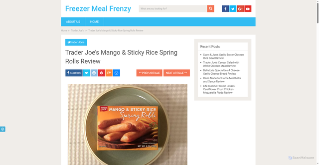 Security scan screenshot of https://freezermealfrenzy.com/2018/06/trader-joes-mango-sticky-rice-spring-rolls-review/