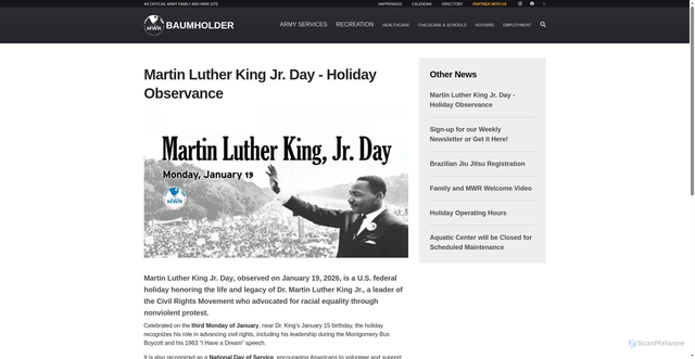 Security scan screenshot of https://baumholder.armymwr.com/happenings/martin-luther-king-jr-day-holiday-observance