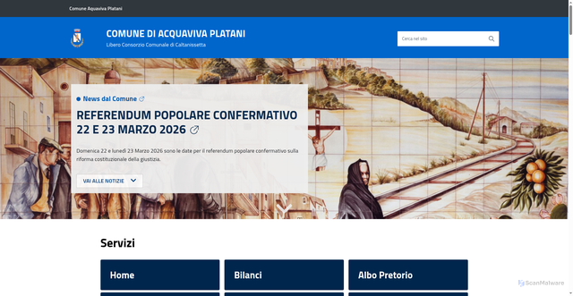 Security scan screenshot of https://www.comune.acquavivaplatani.cl.it