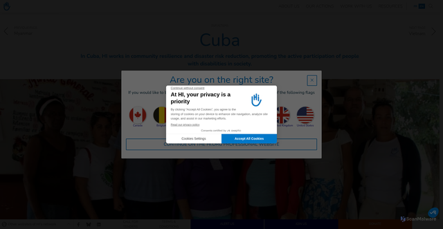 Security scan screenshot of https://www.hi.org/en/country/cuba