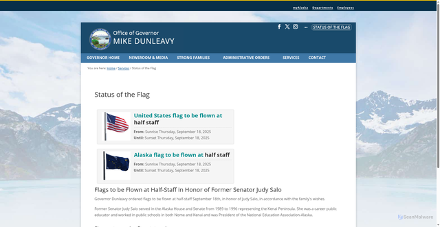 Security scan screenshot of https://gov.alaska.gov/services/status-of-the-flag/