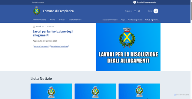 Security scan screenshot of https://comune.crespiatica.lo.it/