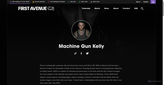 Security scan screenshot of https://first-avenue.com/performer/machine-gun-kelly/