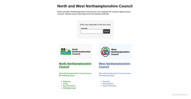 Security scan screenshot of https://www.northamptonshire.gov.uk/