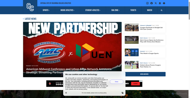 Security scan screenshot of https://columbiacougars.com/