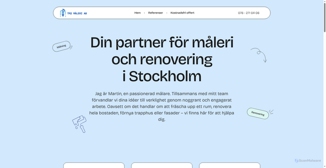 Security scan screenshot of https://tm2-maleri.se