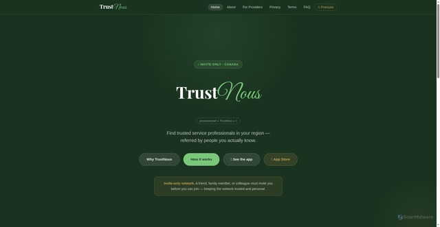 Security scan screenshot of https://trustnous.ca/trustnous.html