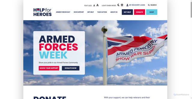 Security scan screenshot of https://helpforheroes.org.uk