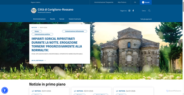 Security scan screenshot of https://www.comune.corigliano-rossano.cs.it/