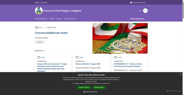 Security scan screenshot of https://www.comune.santangelolodigiano.lo.it