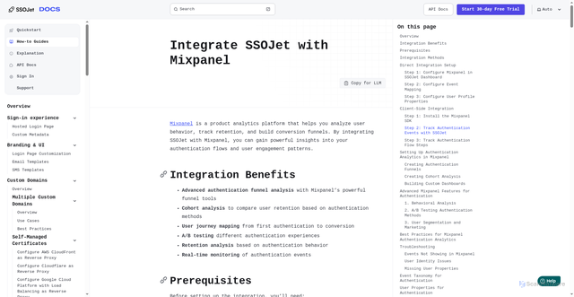 Security scan screenshot of https://ssojet-docs.pages.dev/en/how-to-guides/integrations/analytics/mixpanel/