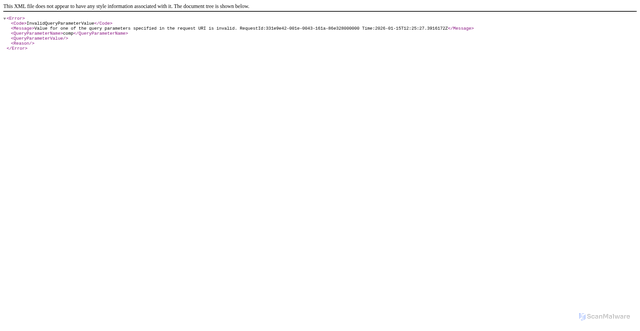 Security scan screenshot of https://titlestorageeus0606.blob.core.windows.net