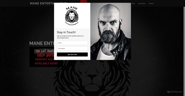 Security scan screenshot of https://maneentertainment.com/news/Horror-Icon-of-the-Month:-Tyler-Mane