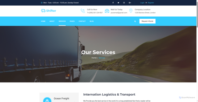 Security scan screenshot of http://speedsafelogistic.com/service.html