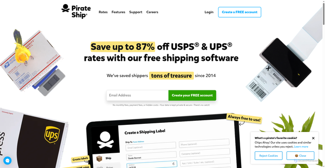 Security scan screenshot of https://www.pirateship.com/