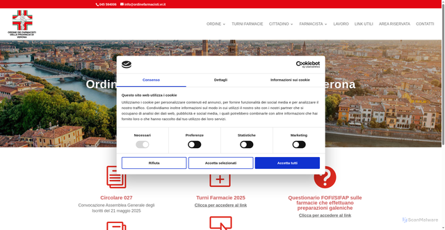 Security scan screenshot of https://www.ordinefarmacisti.vr.it/