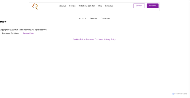 Security scan screenshot of https://multi-metalrecycling.com/privacy-policy/