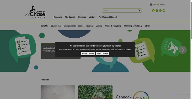 Security scan screenshot of https://www.cannockchasedc.gov.uk/