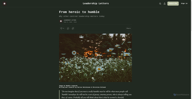 Security scan screenshot of https://illuminaireleadership.substack.com/p/from-heroic-to-humble