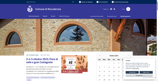 Security scan screenshot of https://www.comune.roccabruna.cn.it/