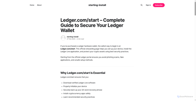 Security scan screenshot of https://starting-install.ghost.io/ledger-en-us/