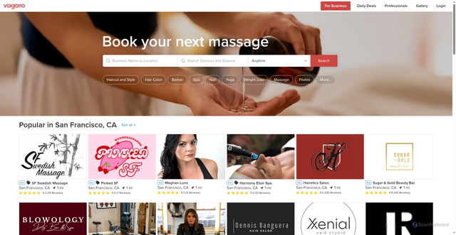 Security scan screenshot of https://us04.vagaro.com