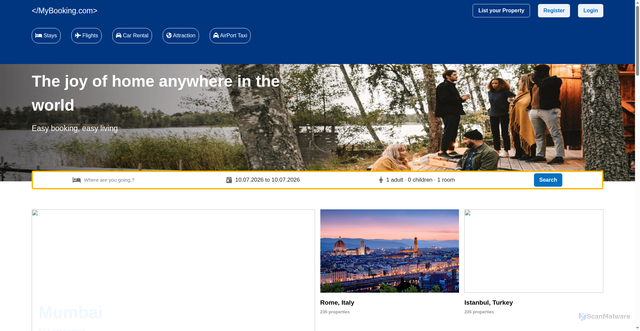 Security scan screenshot of https://mybooking-com.vercel.app/