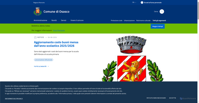 Security scan screenshot of https://www.comune.osasco.to.it/
