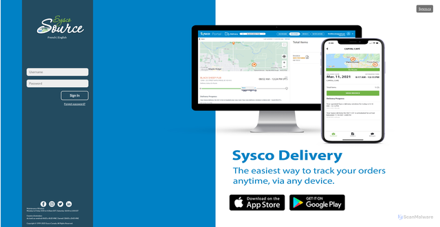 Security scan screenshot of https://www.syscosource.ca/