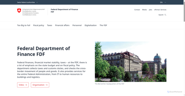 Security scan screenshot of https://www.efd.admin.ch/en