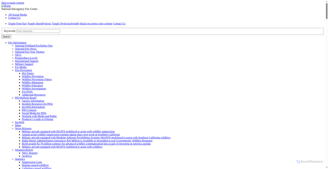 Security scan screenshot of https://www.nifc.gov/