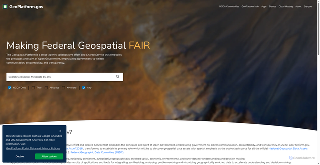 Security scan screenshot of https://geoplatform.gov/