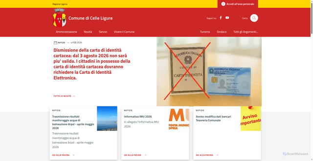 Security scan screenshot of https://www.comune.celle.sv.it