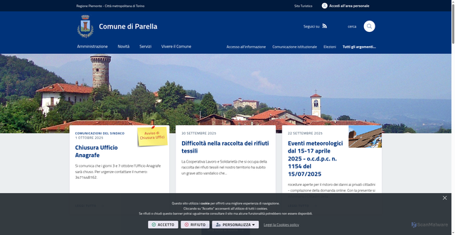 Security scan screenshot of https://www.comune.parella.to.it/it-it/home