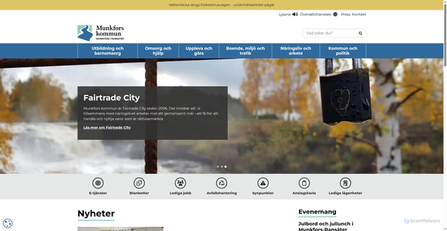 Security scan screenshot of https://www.munkfors.se/