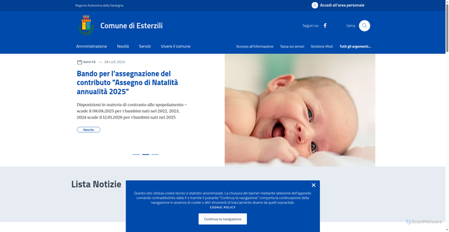 Security scan screenshot of https://comune.esterzili.su.it/