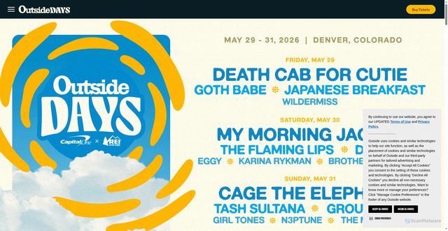 Security scan screenshot of https://outsidedays.outsideonline.com/