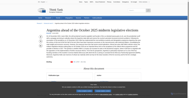 Security scan screenshot of https://www.europarl.europa.eu/thinktank/en/document/EPRS_BRI(2025)777955