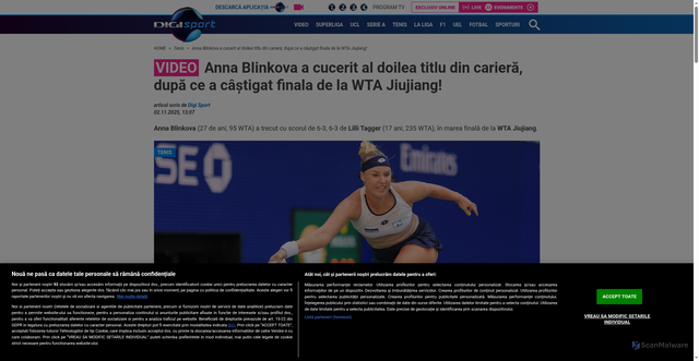 Security scan screenshot of https://www.digisport.ro/tenis/anna-blinkova-a-cucerit-al-doilea-titlu-din-cariera-dupa-ce-a-castigat-finala-de-la-wta-jiujiang-3899967