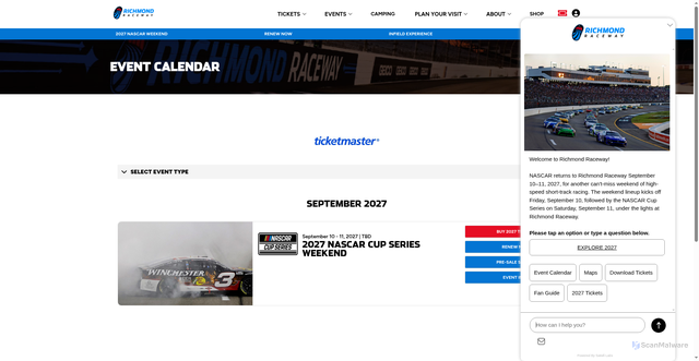 Security scan screenshot of https://www.richmondraceway.com/calendar/