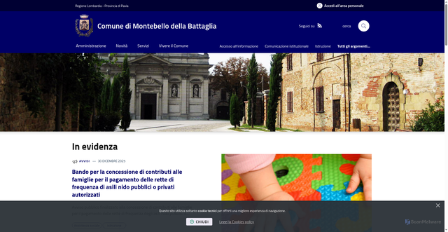Security scan screenshot of https://www.comune.montebellodellabattaglia.pv.it/it-it/home