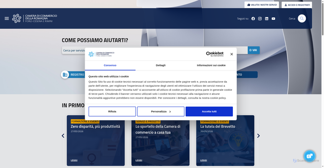Security scan screenshot of https://www.romagna.camcom.it